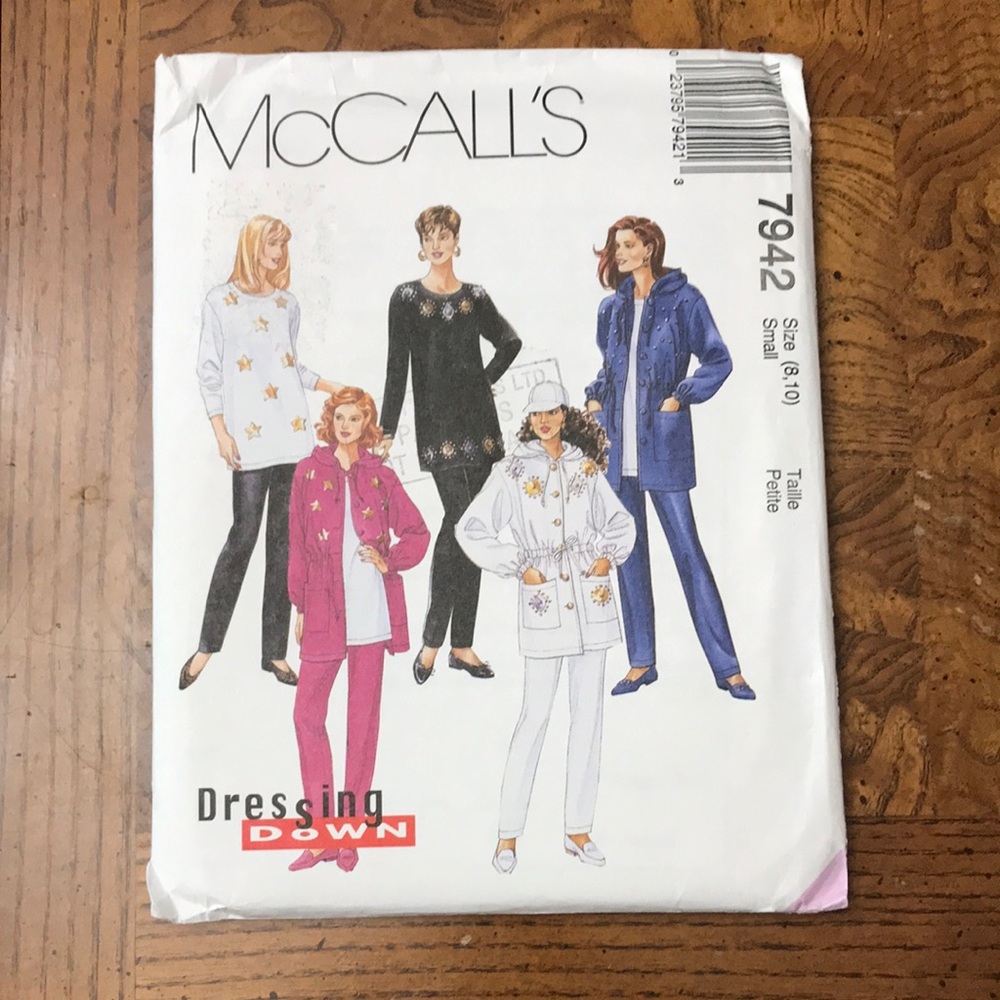 UNCUT McCall's 7942 Sewing Pattern Jacket Tunic Pants Size Small 8, 10